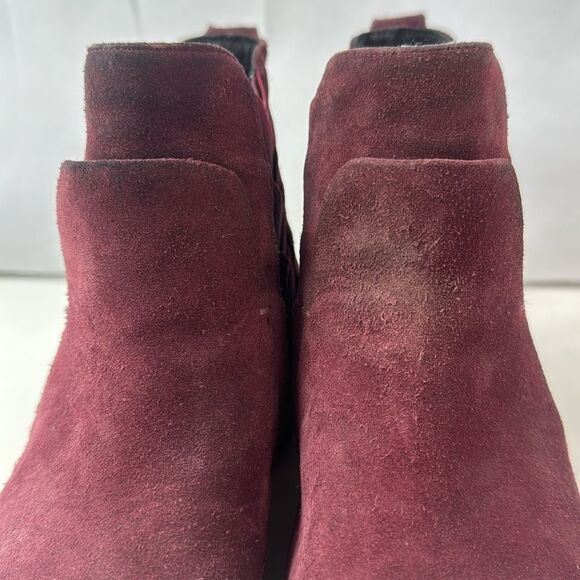 Rebecca Minkoff Jacy Suede Leather Burgundy Pointed Toe Women’s Ankle Boots - Picture 16 of 16